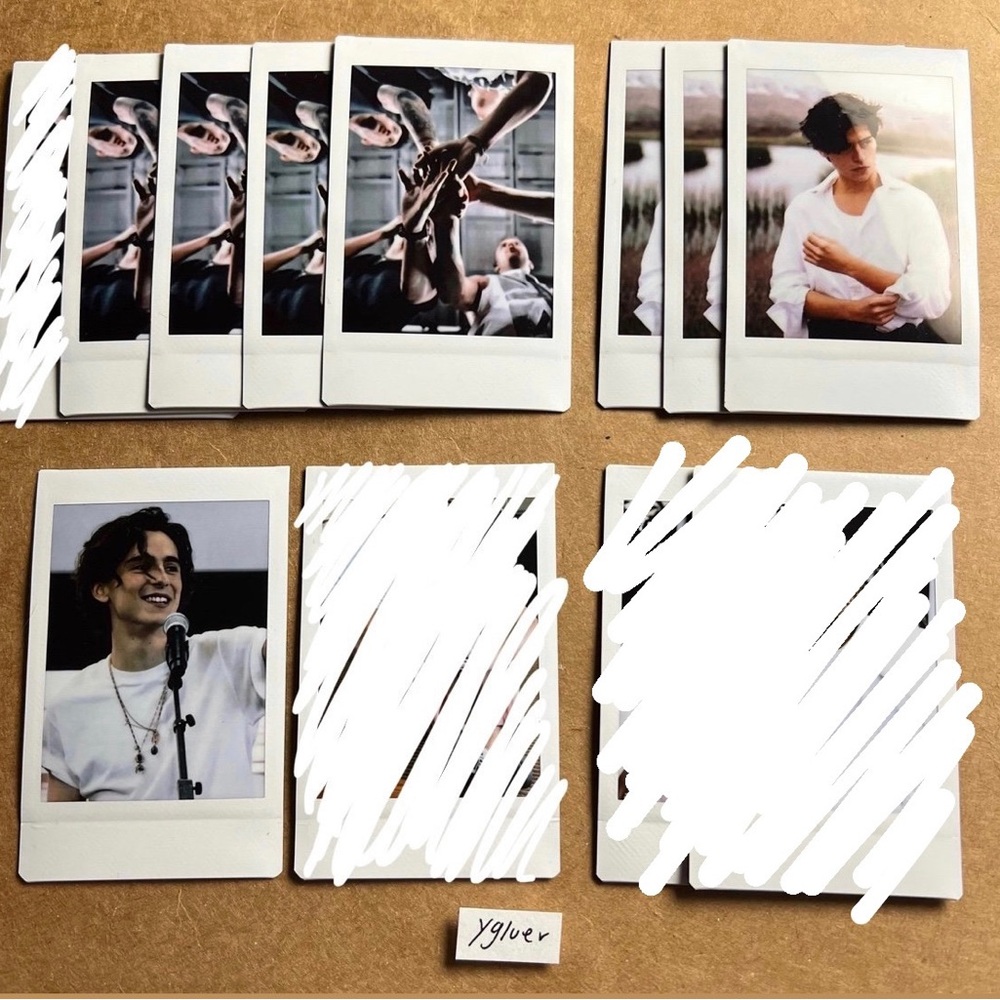 One direction, Cole Sprouse, and Timothee Chalamet polaroid prints